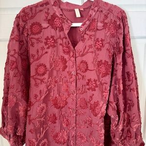 Pilcro Burgundy Embroidered Blouse